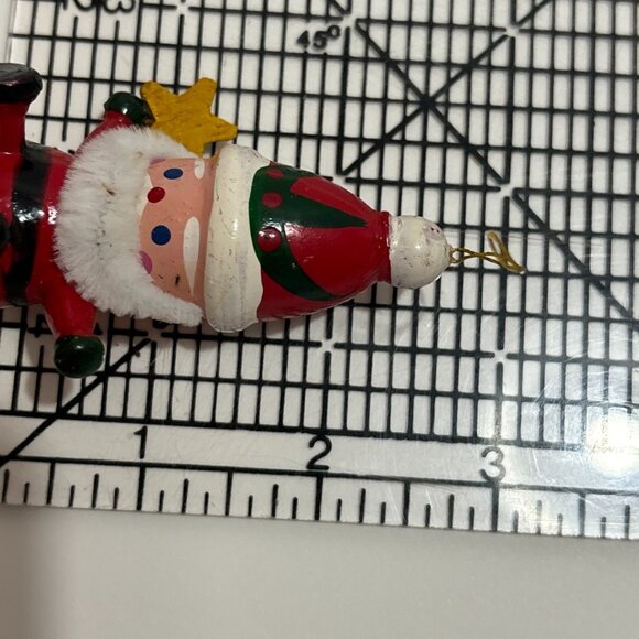 Vintage Christmas Ornament Set Wood Handcrafted 1983 Santa 4 Piece Box Tree 2.5" - Picture 14 of 16